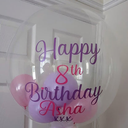 Bubble Balloon Vinyl Sticker - Happy Birthday + Name & Age