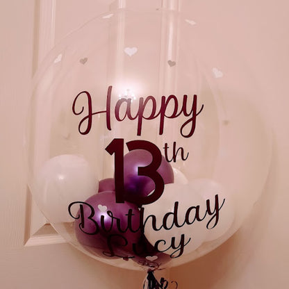 Bubble Balloon Vinyl Sticker - Happy Birthday + Name & Age