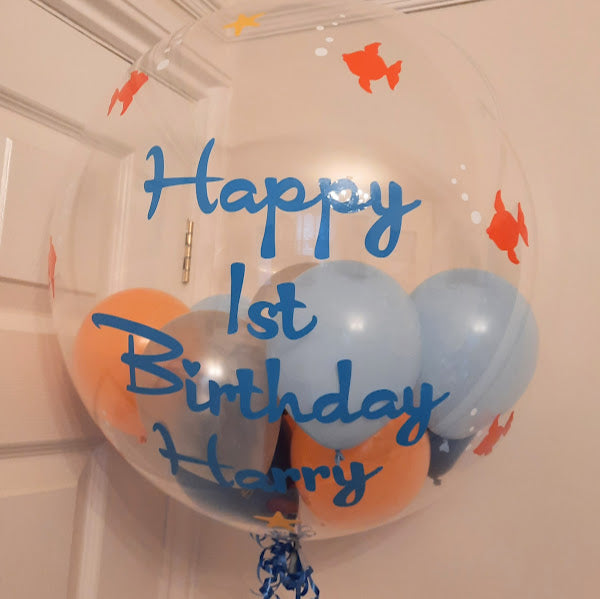 Bubble Balloon Vinyl Sticker - Happy Birthday + Name & Age