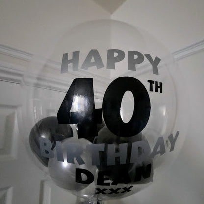 Bubble Balloon Vinyl Sticker - Happy Birthday + Name & Age