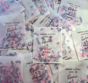 Biodegradable Wedding Confetti Bags - Purple, Pale Pink and Cream