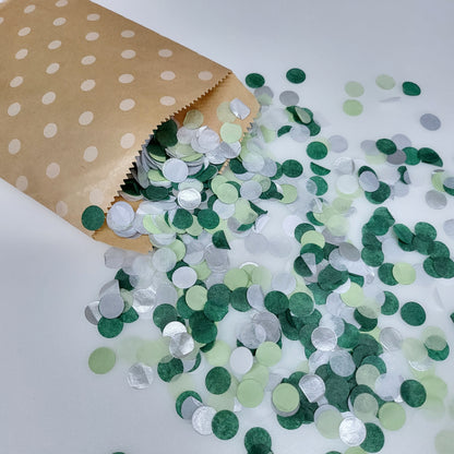 Biodegradable Wedding Confetti - Deep Green, Sage Green, Silver and White