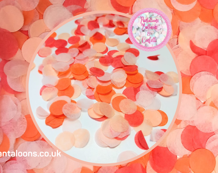 Biodegradable Tissue Paper Wedding Confetti -  Peach, Blush, Blood Orange, Orange