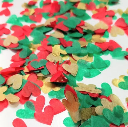 Biodegradable Christmas Wedding Confetti -  Gold, Dark Green and Red