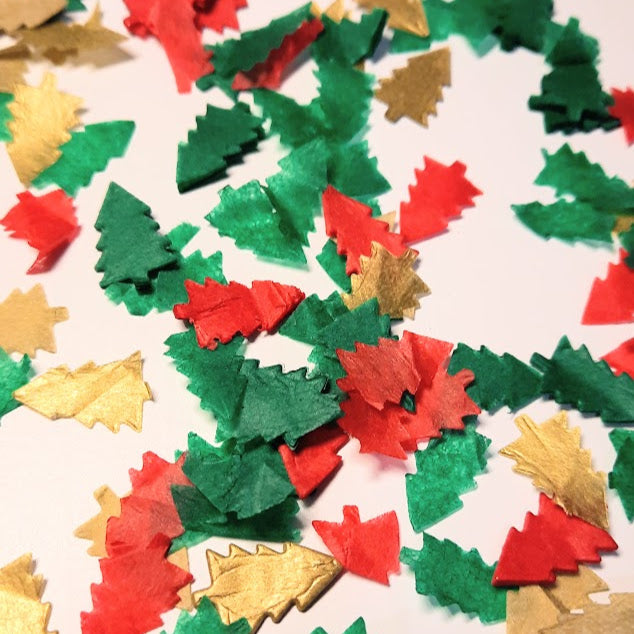 Biodegradable Christmas Wedding Confetti -  Gold, Dark Green and Red