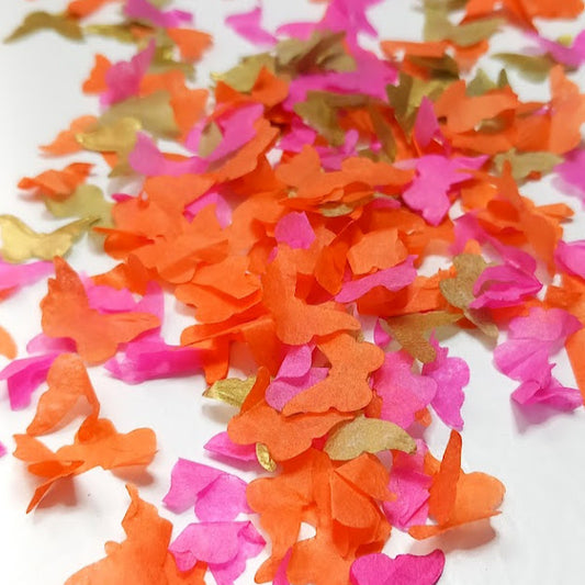 Biodegradable Butterfly Confetti - Fuchsia Pink, Orange and Gold