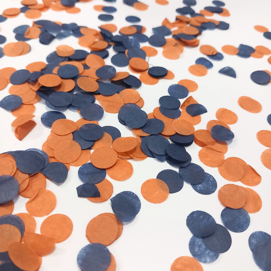 Biodegradable Tissue Paper Wedding Confetti -  Navy and Burnt Orange