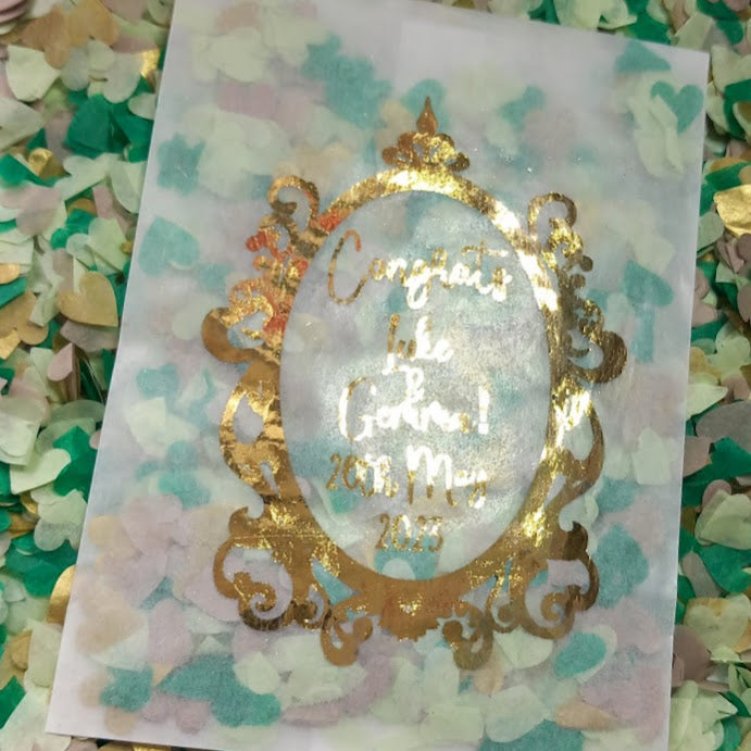 Biodegradable Wedding Confetti Glassine Bags - The Diana - Princess Frame Congrats Mr and Mrs