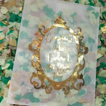 Biodegradable Wedding Confetti Glassine Bags - The Diana - Princess Frame Congrats Mr and Mrs