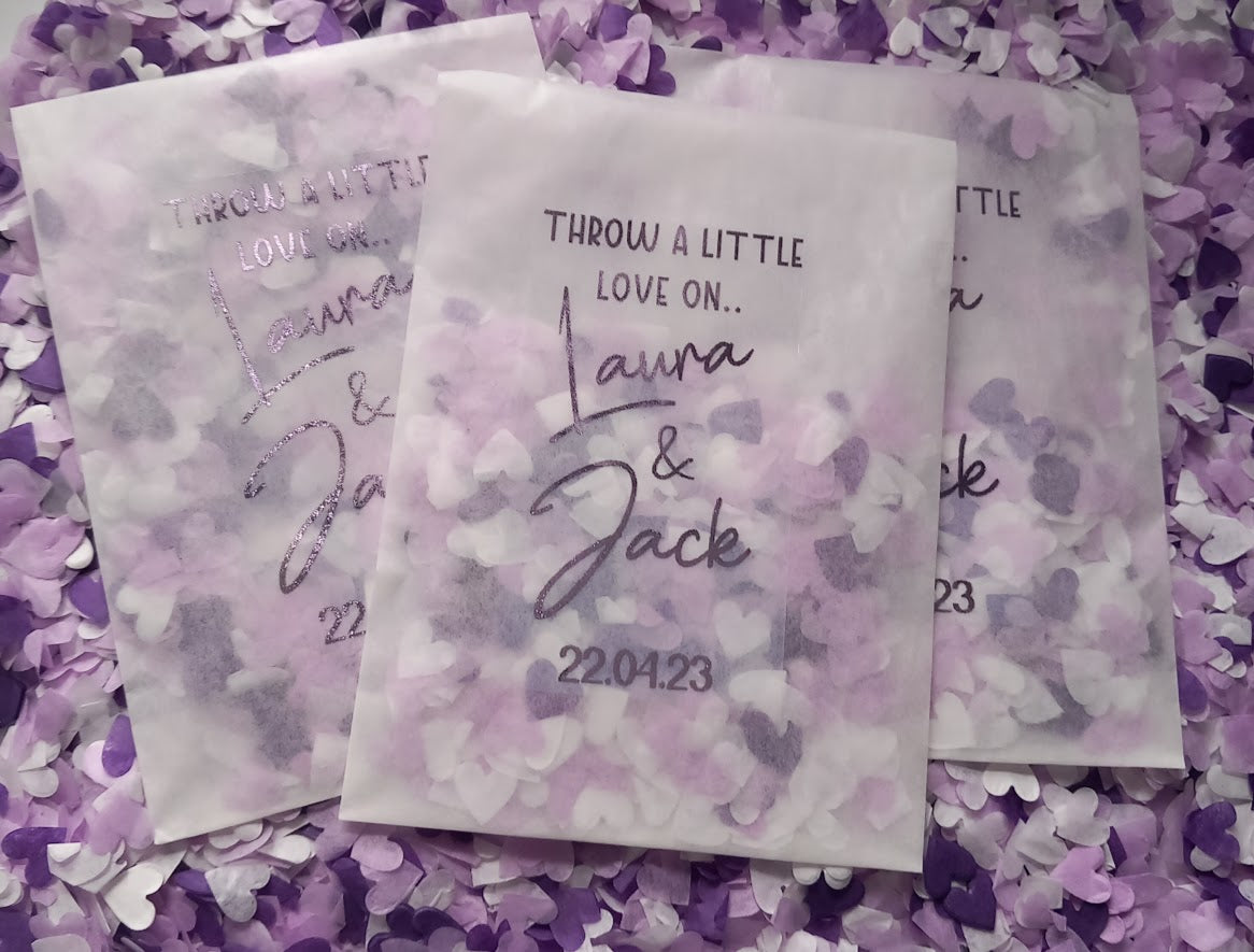 Biodegradable Wedding Confetti Glassine Bags - The Emily - Throw a little love