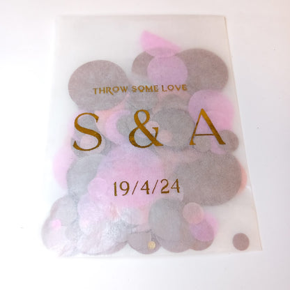 Biodegradable Wedding Confetti Glassine Bags - The Jen - Throw some love Intitals