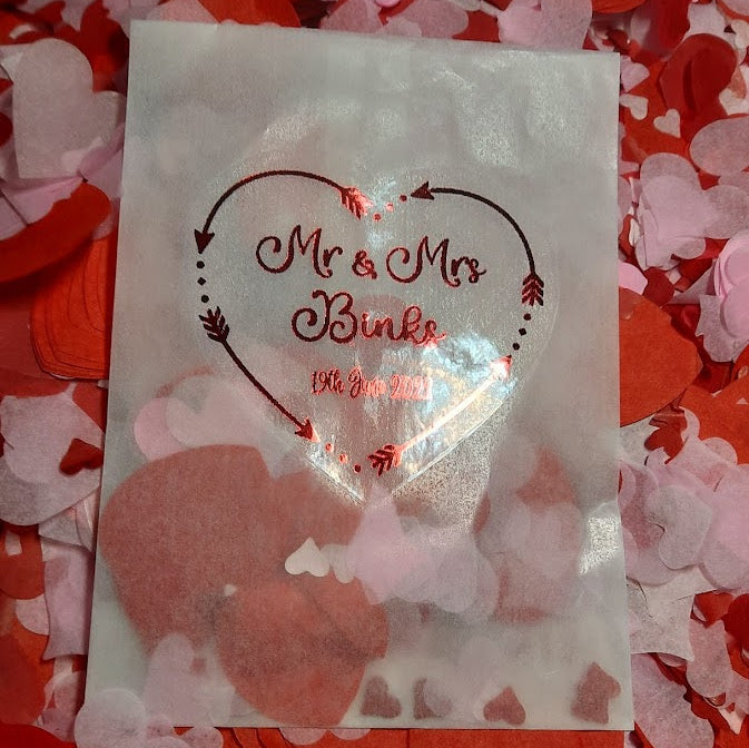 Biodegradable Wedding Confetti Glassine Bags - The Jessica - Hearts and Arrows