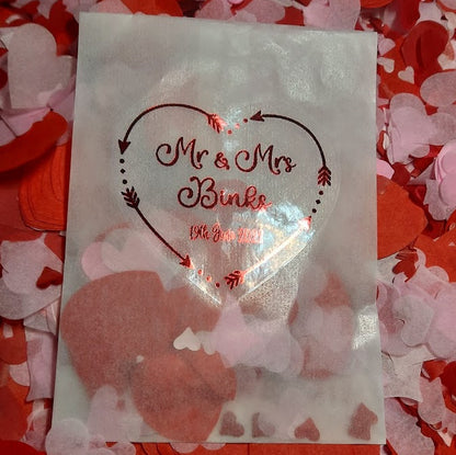 Biodegradable Wedding Confetti Glassine Bags - The Jessica - Hearts and Arrows