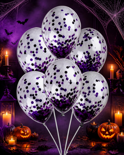 Confetti Filled Balloons with Free Ribbon - Halloween or Gothic Colours - Party or Wedding
