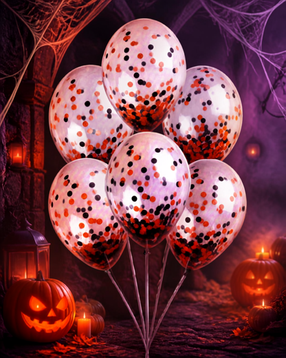 Confetti Filled Balloons with Free Ribbon - Halloween or Gothic Colours - Party or Wedding