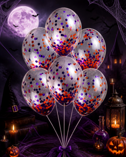 Confetti Filled Balloons with Free Ribbon - Halloween or Gothic Colours - Party or Wedding