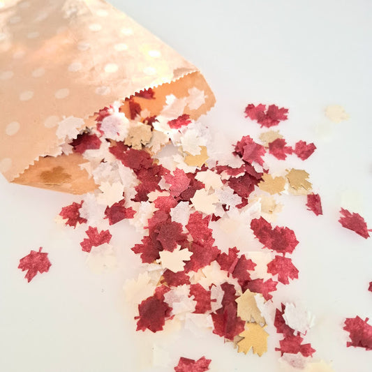 Biodegradable Wedding Confetti - Maple Leaf Confetti - Burgundy, Gold and Ivory