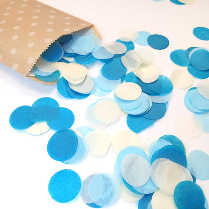 Biodegradable Tissue Paper Wedding Confetti - Teal Blue and Cream