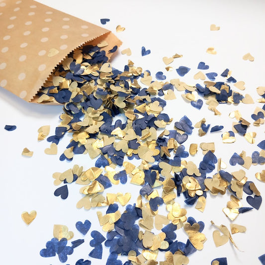 Biodegradable Wedding Confetti -  Navy Blue and Gold