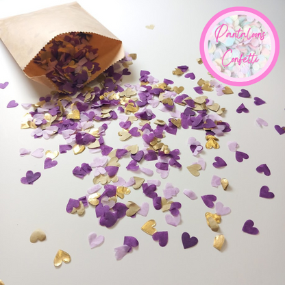 Biodegradable Wedding Confetti -  Gold Lilac Purple