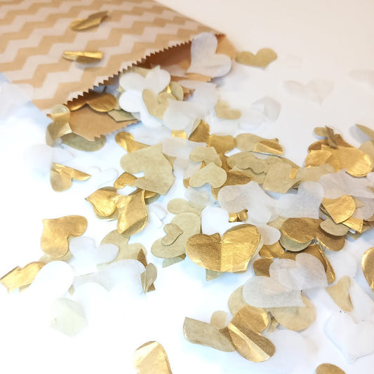 Biodegradable Wedding Confetti -  Gold and White