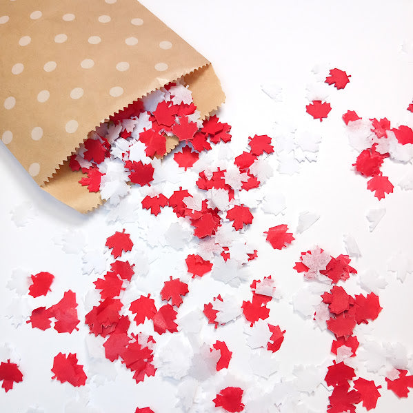 Biodegradable Wedding Confetti - Maple Leaf Confetti Canada Red and White