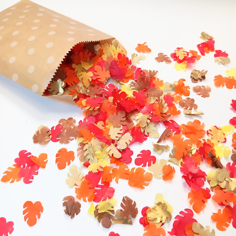 Eco Biodegradable Autumn Wedding Palm Leaf Confetti - Orange, Gold, Red, Yellow and Brown