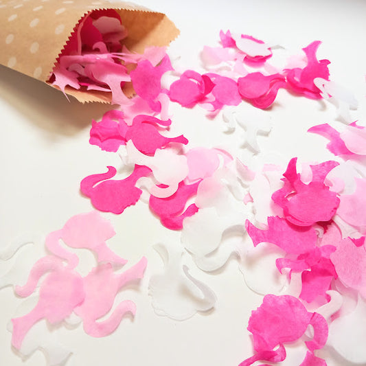 Biodegradable Balloon Wedding Confetti- Girl with Pony Tail confetti - pale pink, white and fuchsia pink confetti