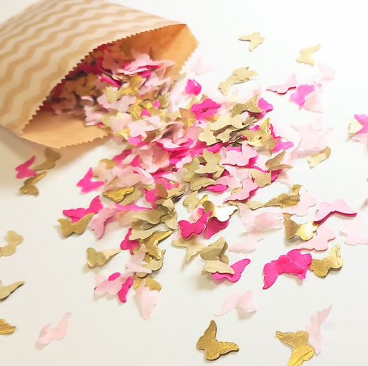 Biodegradable Wedding and Party Confetti - Gold, Fuchsia Pink and Pale Pink