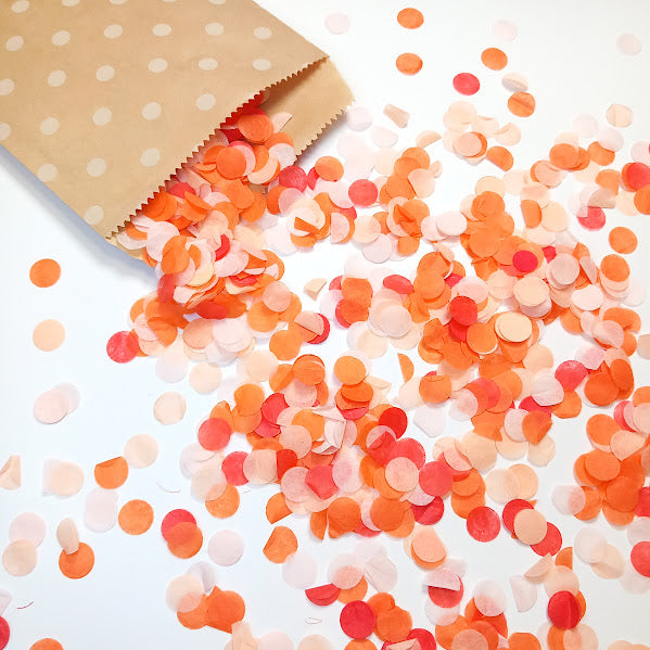 Biodegradable Tissue Paper Wedding Confetti -  Peach, Blush, Blood Orange, Orange