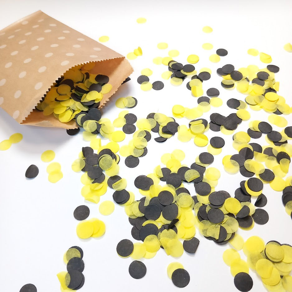 Biodegradable Wedding Confetti - Black and Bright Yellow