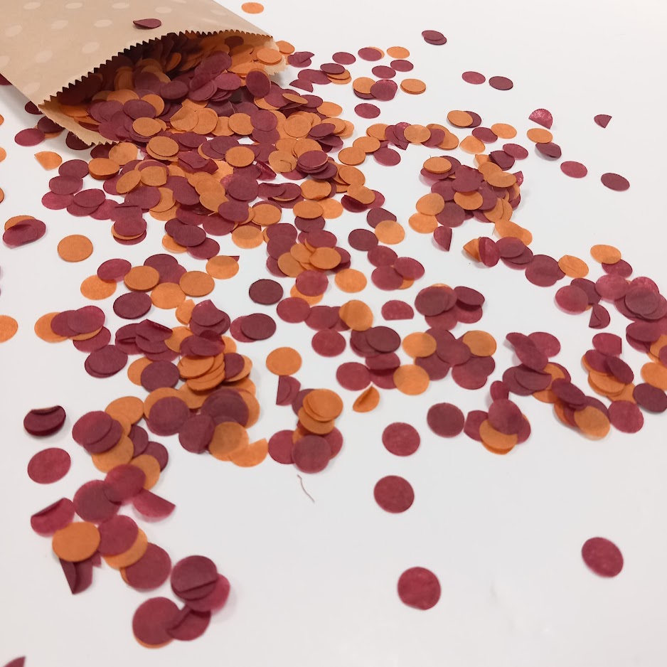 Biodegradable Wedding Confetti - Burgundy and Burnt Orange