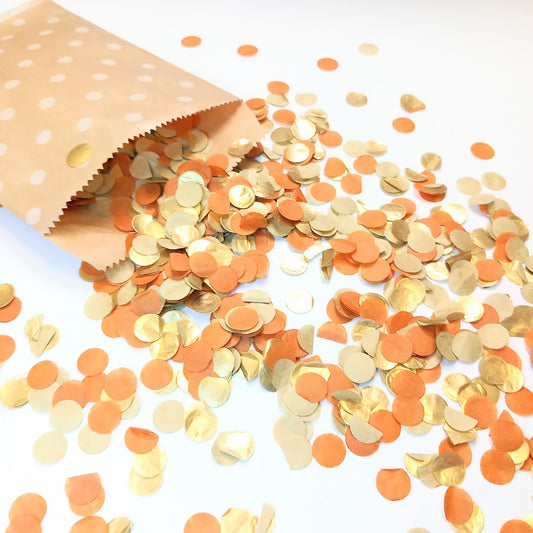 Biodegradable Tissue Paper Wedding Confetti - Burnt Orange and Gold