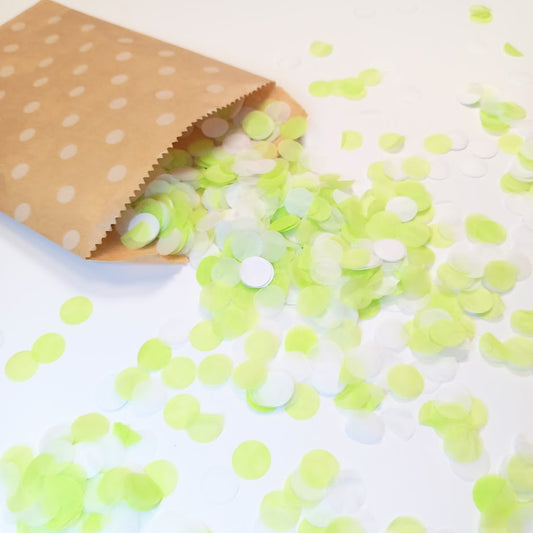 Biodegradable Wedding and Party Confetti - White and Lime Green
