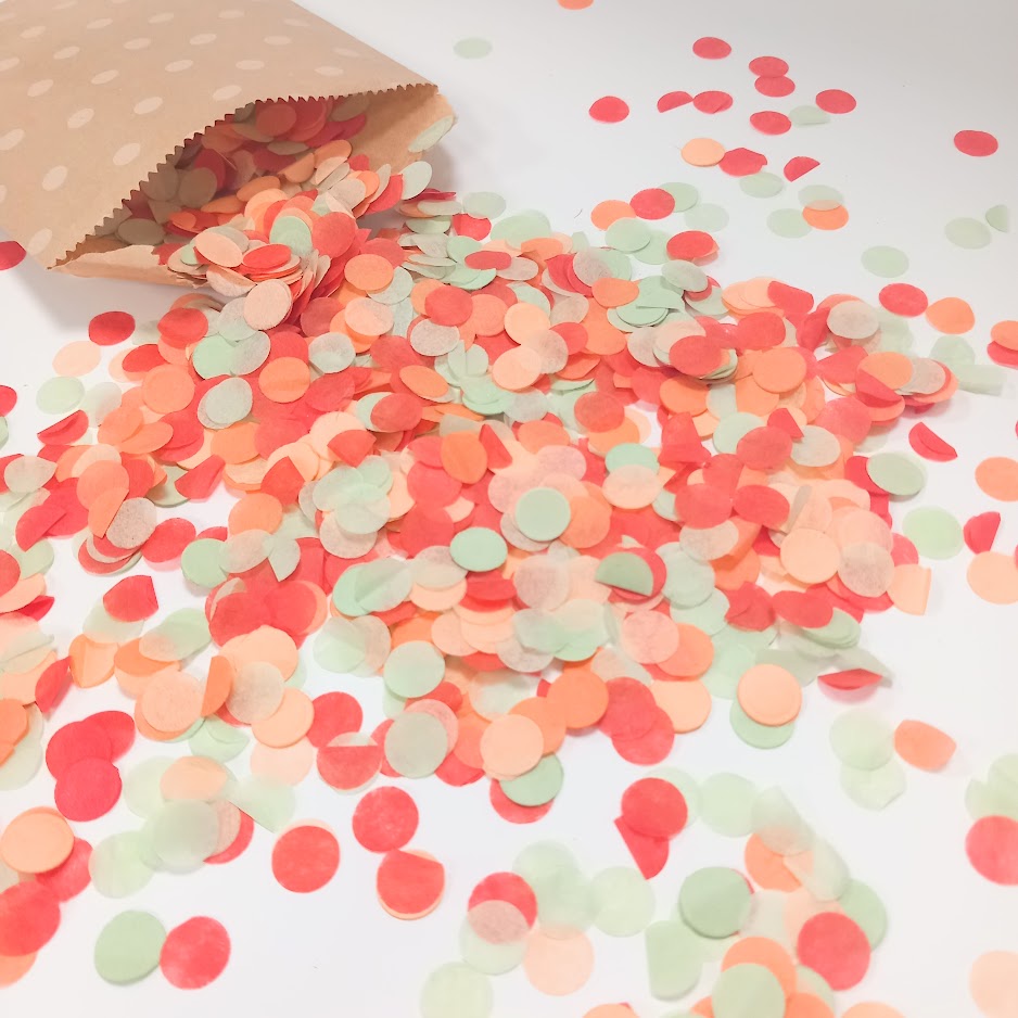 Biodegradable Wedding Confetti -  Sage Green, Blood Orange, Coral, Peach and Silver
