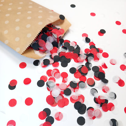 Biodegradable Wedding and Football Confetti -  Black Red and White