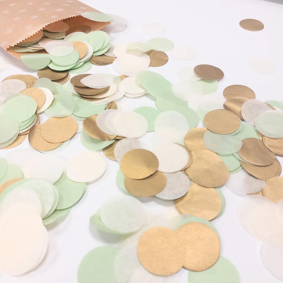 Biodegradable Wedding Confetti -  Sage Green, Ivory and Antique Gold