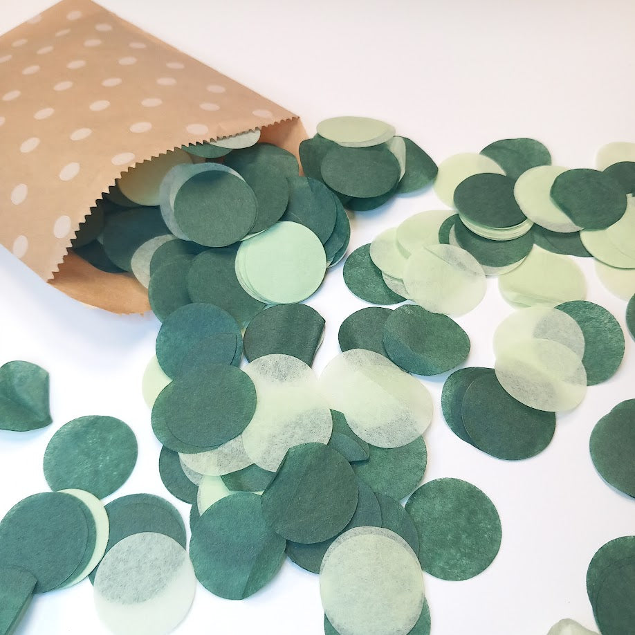 Biodegradable Wedding Confetti -  Deep Green and Sage Green