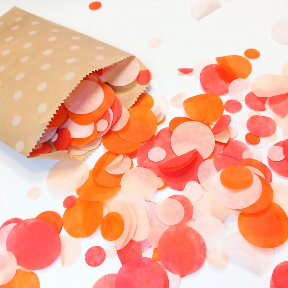 Biodegradable Tissue Paper Wedding Confetti -  Peach, Blush, Blood Orange, Orange