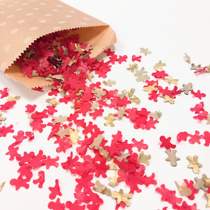 Biodegradable Christmas Gingerbread Wedding Confetti Red Gold