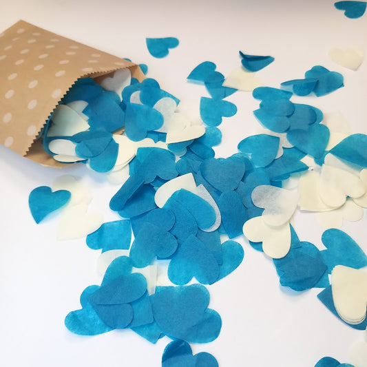 Biodegradable Tissue Paper Wedding Confetti - Teal Blue and Cream