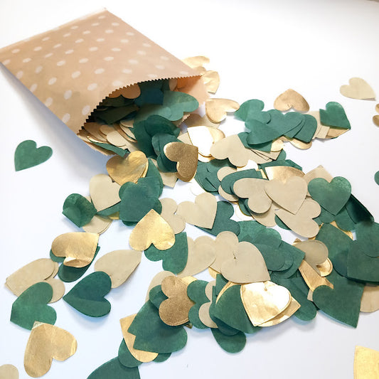 Biodegradable Tissue Paper Wedding Confetti -  Deep Green and Gold