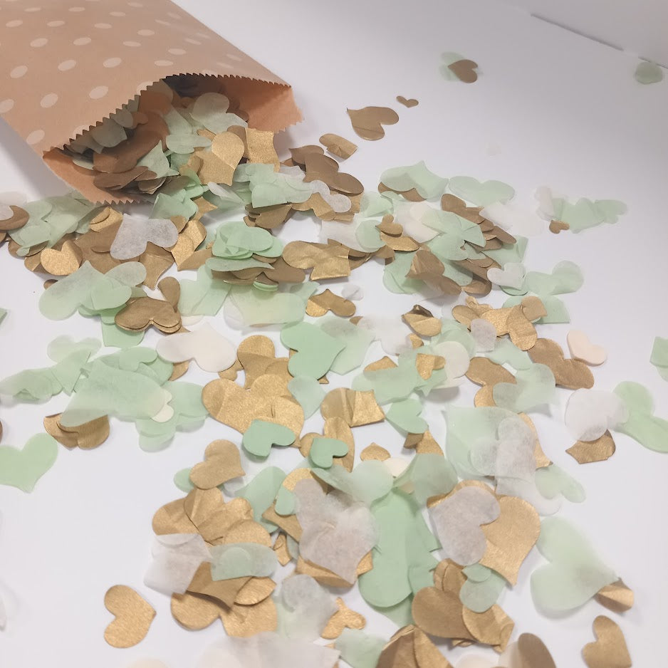 Biodegradable Wedding Confetti -  Sage Green, Ivory and Antique Gold