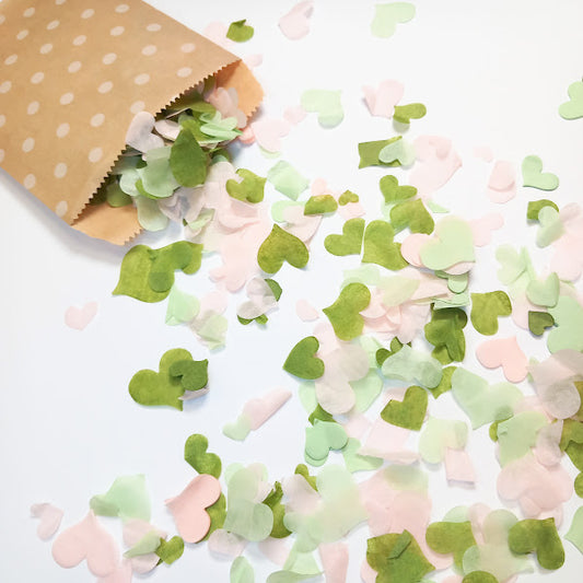 Biodegradable Tissue Paper Wedding Confetti -  Green Tea, Sage Green and Blush