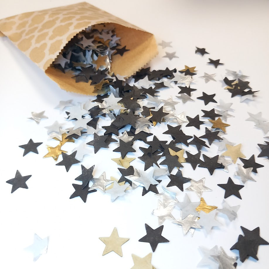 Biodegradable Wedding Confetti - Black Silver Gold