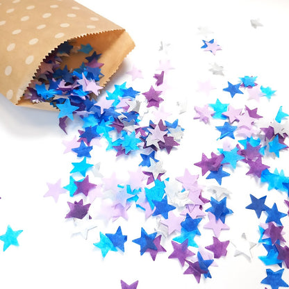 Biodegradable Wedding Confetti Space Stars - Dark Blue, Fiesta Blue, Lilac, Silver, Dark Purple