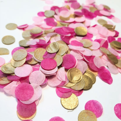 Biodegradable Wedding and Party Confetti - Gold, Fuchsia Pink and Pale Pink