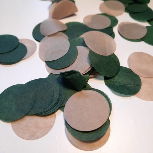 Biodegradable Wedding Confetti -  Deep Green and Beige