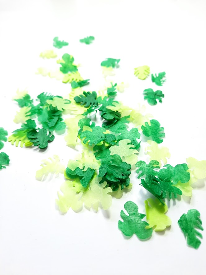 Eco Biodegradable Palm Leaf  Confetti - Dark Green and Lime Green