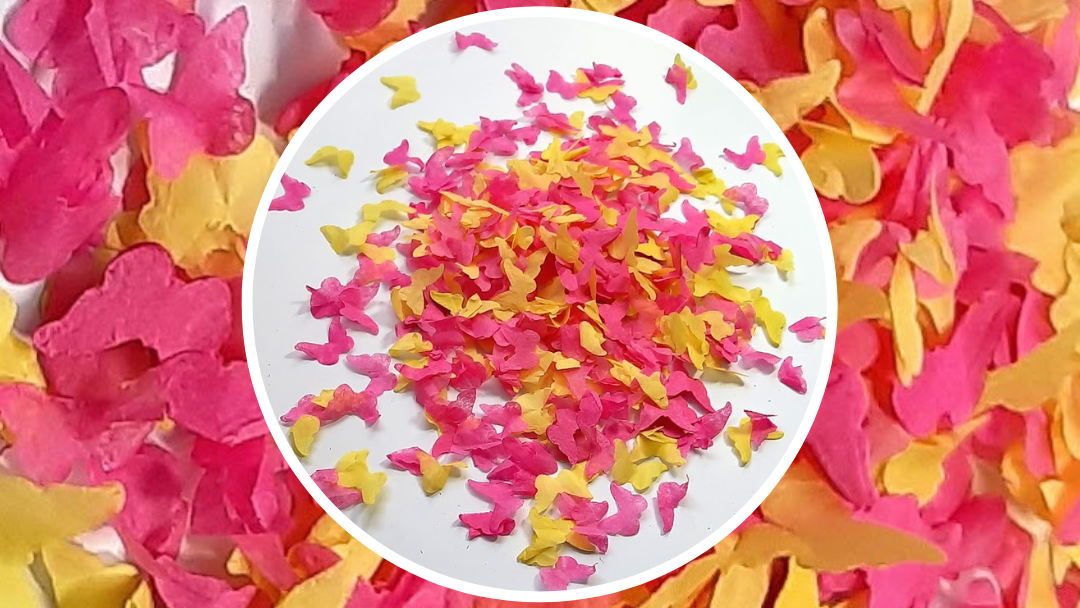 Eco Biodegradable  Butterfly Confetti - Bright Yellow and Fuchsia Pink